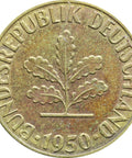 Coin 1950 5 Pfennig Germany - Federal Republic Coins Stuttgart Mint Old Money German Numismatic Collectible Coin An oak seedling on obverse
