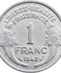 1949 1 Francs France Coin Paris Mint