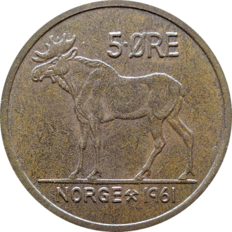 1961 5 Øre Norway Olav V Coin