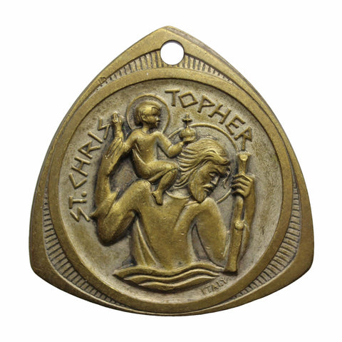 Vintage Medallion St Christopher Religion Christianity Catholic Jesus Christ Christian Church Key Fob Car Italy