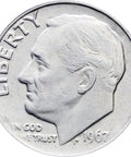 1967 One Dime Roosevelt United States Coin Philadelphia Mint