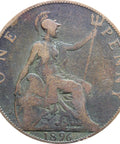 1896 One Penny Queen Victoria Great Britain Bronze Coin