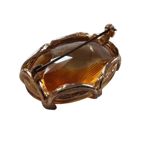 Vintage Brooch Citrine Color Glass Jewellery for Women Accessories Decoration Décor Women’s