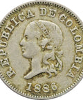 1886 5 Centavos Colombia Coin Small Top 5