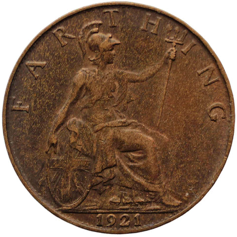 1921 One Farthing George V Coin United Kingdom