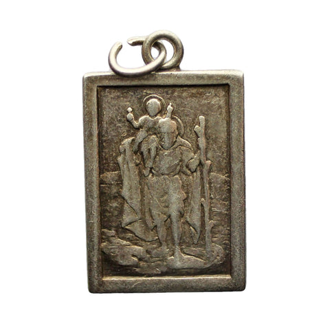 Silver Religion St Christopher Pendant Medallion Vintage Jewellery Christianity Catholic Jesus Christ Christian Necklace Church Accessories