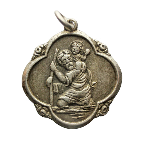 Religion St Christopher Silver Pendant Medallion Vintage Jewellery Christianity Catholic Jesus Christ Christian Necklace Church Accessories