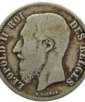1899 50 Centimes Belgium Coin Silver Leopold II French text