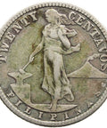 1912 S 20 Centavos Philippines Coin Silver U.S. Administration