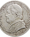 1867 Italy States Papal One Lira Pius IX Silver Coin XXI