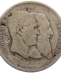 1880 One Franc Belgium Leopold II Silver Coin Independence Commemorative issue