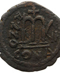 578 - 582 Byzantine Empire Follis Tiberius II Constantine Bronze Coin Constantinople Mint