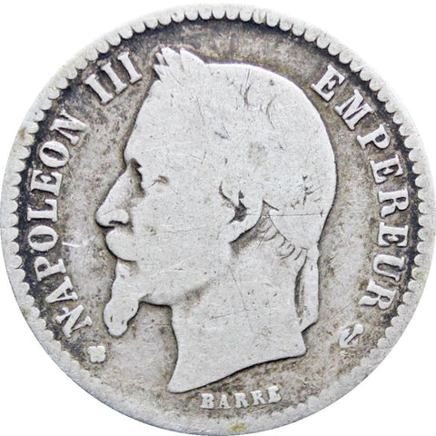 France 1864 BB 50 Centimes Napoleon III Coin Silver