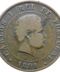 1891 20 Reis Carlos I Portugal Coin