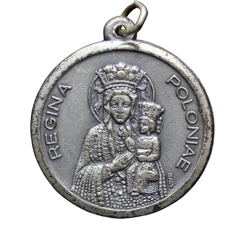 1980's Pope John Paul II Regina Poloniae Religious Catholic Medal Medallion Christianity Jewellery Mary