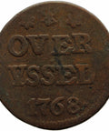 1768 One Duit Coin Dutch Republic Overijssel Netherlands