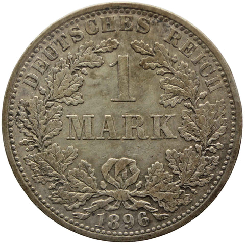 1896 A One Mark Germany Wilhelm II Coin Silver (type 2 - small shield) Berlin Mint
