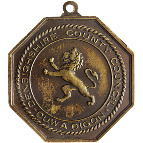1937 Coronation Medal Denbighshire Council Duw a Digon King George VI and Queen Elizabeth