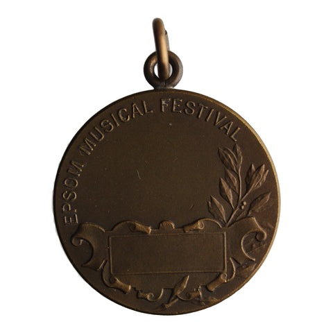 Epsom Musical Festival Medal Vintage Art Bronze Medallion