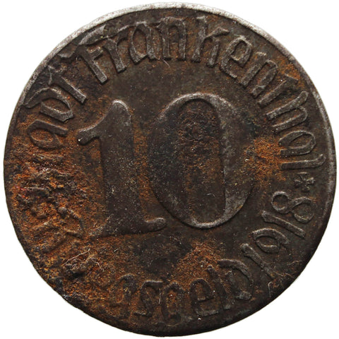 1918 10 Pfennig City Frankenthal Coin Germany after World War 1 Kreisgeld