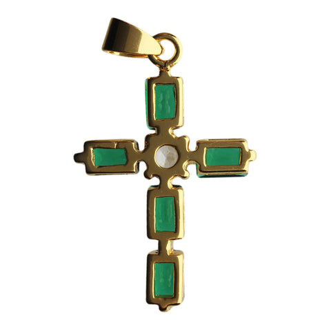 Cross Green Glass Christianity Vintage Religion Crucifix Pendant Accessories Jewellery