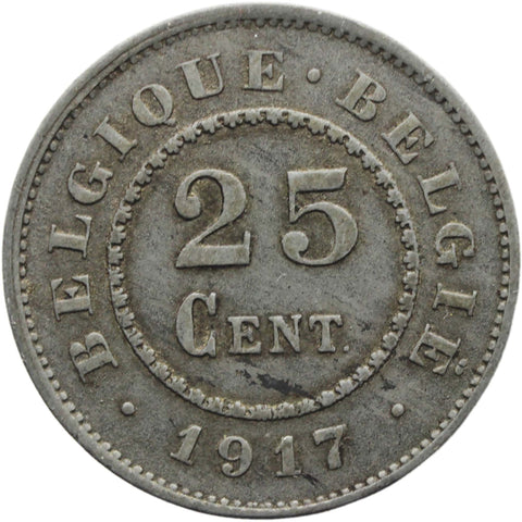 1917 25 Cents Belgium German Occupation Coinage