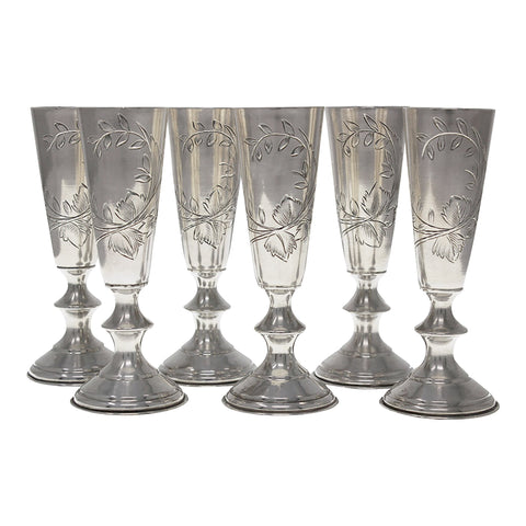 1898 - 1914 Antique Imperial Russian Silver Vodka Cups Moscow Silversmith Ivan Sergeyevich Lebedkin 84 Kokoshnik
