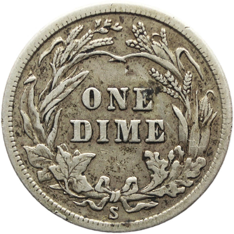1916 S One Dime United States Barber Coin Silver