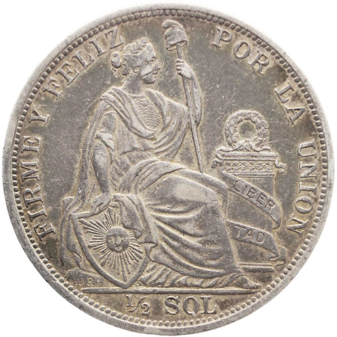 1907 Half Sol Peru Coin Silver Lima