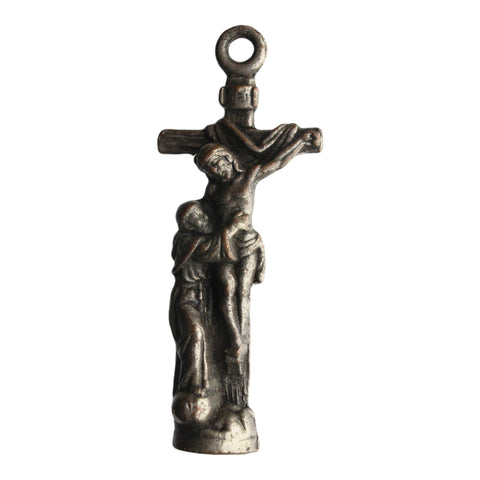 Jesus Christ Cross Statue Pendant Vintage Religious Medallion Necklace Jewellery