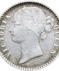 1840 British India Victoria silver quarter 1/4 Rupee Coin Plain 4 in date