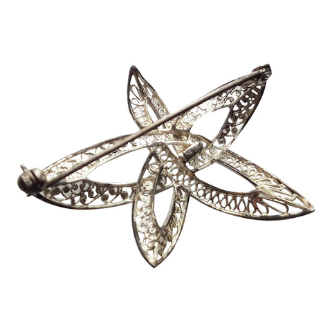 Vintage Brooch Flower Solid Silver Jewellery for Women