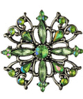 Vintage Brooch Flower Green Glass Crystal Jewellery for Women Accessories Decoration Décor Women’s