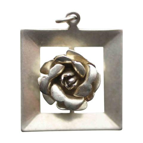 Vintage Pendant Flower Rose Silver 925 Jewellery for Women