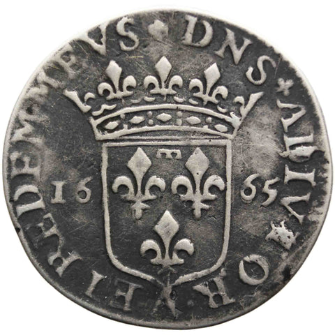 1665 1/12 Ecu Principality of Dombes Anne Marie-Louise d'Orléans France Silver Coin