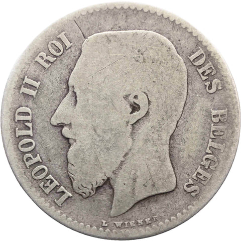 1867 Belgium Leopold II Silver One Franc French text