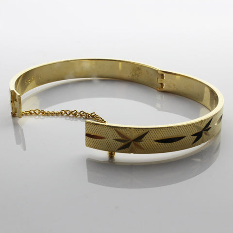 Vintage Bangle Engraved Gold Plated Bracelet Jewellery Hinged Bangle Medium Size