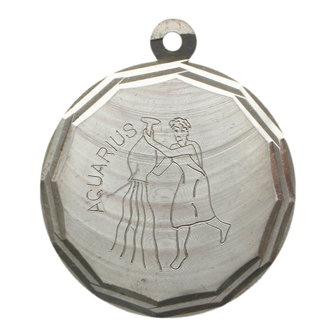 Vintage Silver Zodiac Signs Aquarius Pendant Jewellery Necklace Accessories