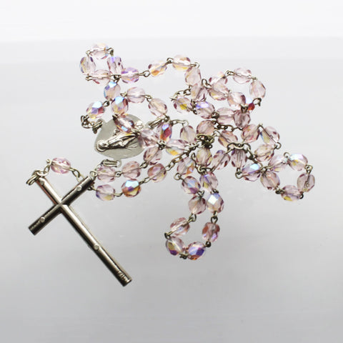 Vintage Glass Beads Prayer Rosary Christianity Beads Jesus Christ Virgin Mary Religious Jewellery Crucifix