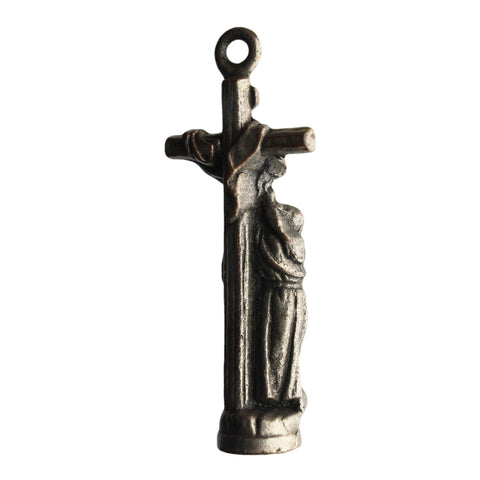 Jesus Christ Cross Statue Pendant Vintage Religious Medallion Necklace Jewellery