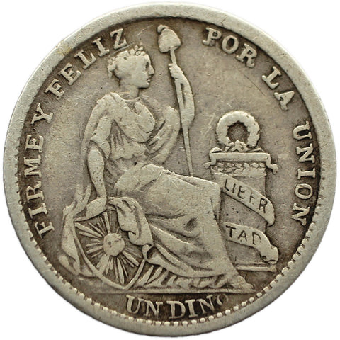 1906 JF 1 Dinero Peru Coin Silver