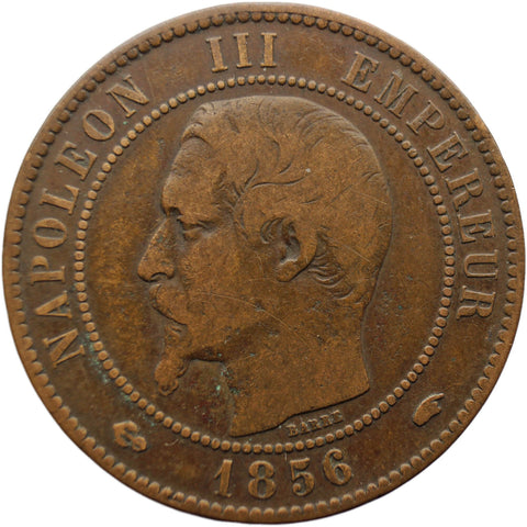 1856 A 10 Centimes France Napoleon III Coin Paris Mint