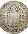 1900 One Peseta Spain Coin Alfonso XIII Silver 3rd portrait