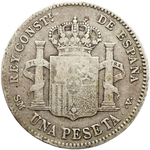 1900 One Peseta Spain Coin Alfonso XIII Silver 3rd portrait