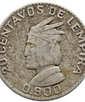 1951 20 Centavos Honduras Coin Silver Portrait of Lempira