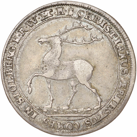 Rare 1724 1/4 Thaler Stolberg-Wernigerode Christian Ernst I Germany Coin Silver