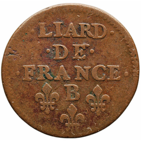 1655 B Liard France Coin Louis XIV