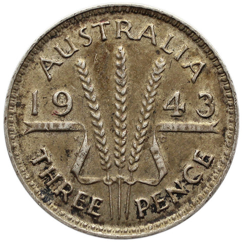 1943 3 Pence Australia Coin George VI Silver