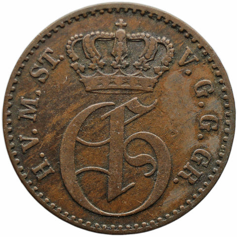 1855 A 3 Pfenninge Grand Duchy of Mecklenburg-Strelitz German Coin