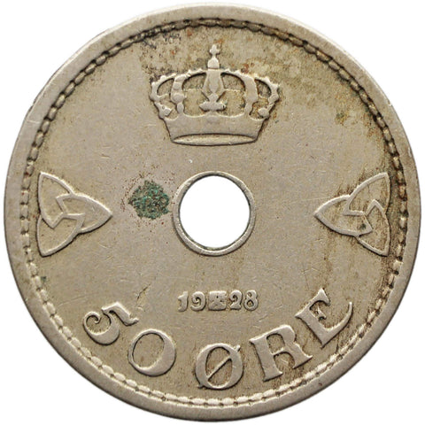 1928 50 Øre Norway Haakon VII Coin